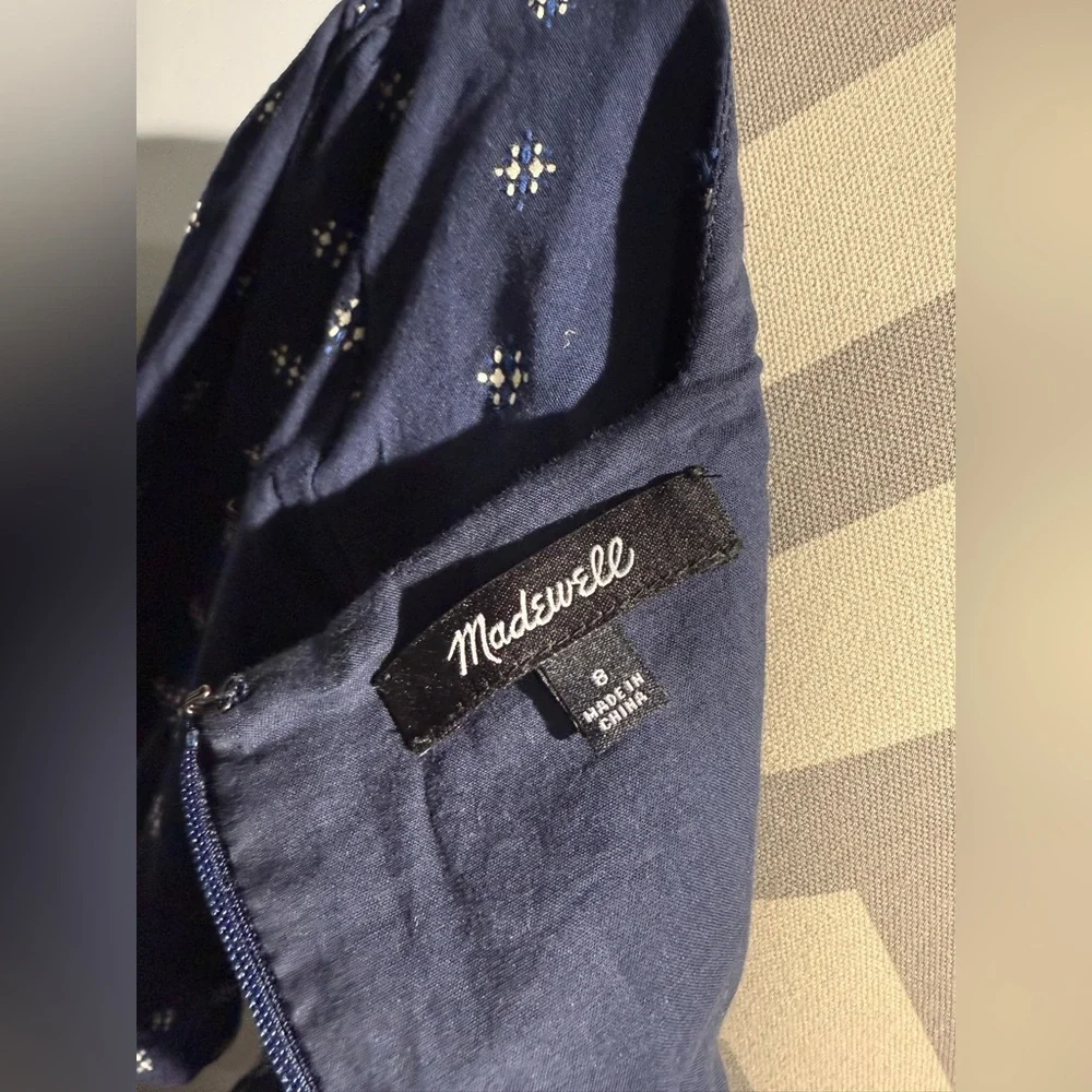 Madewell Blue Dress with‎ White Pattern